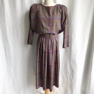 Vintage Orite plaid belt dress size S